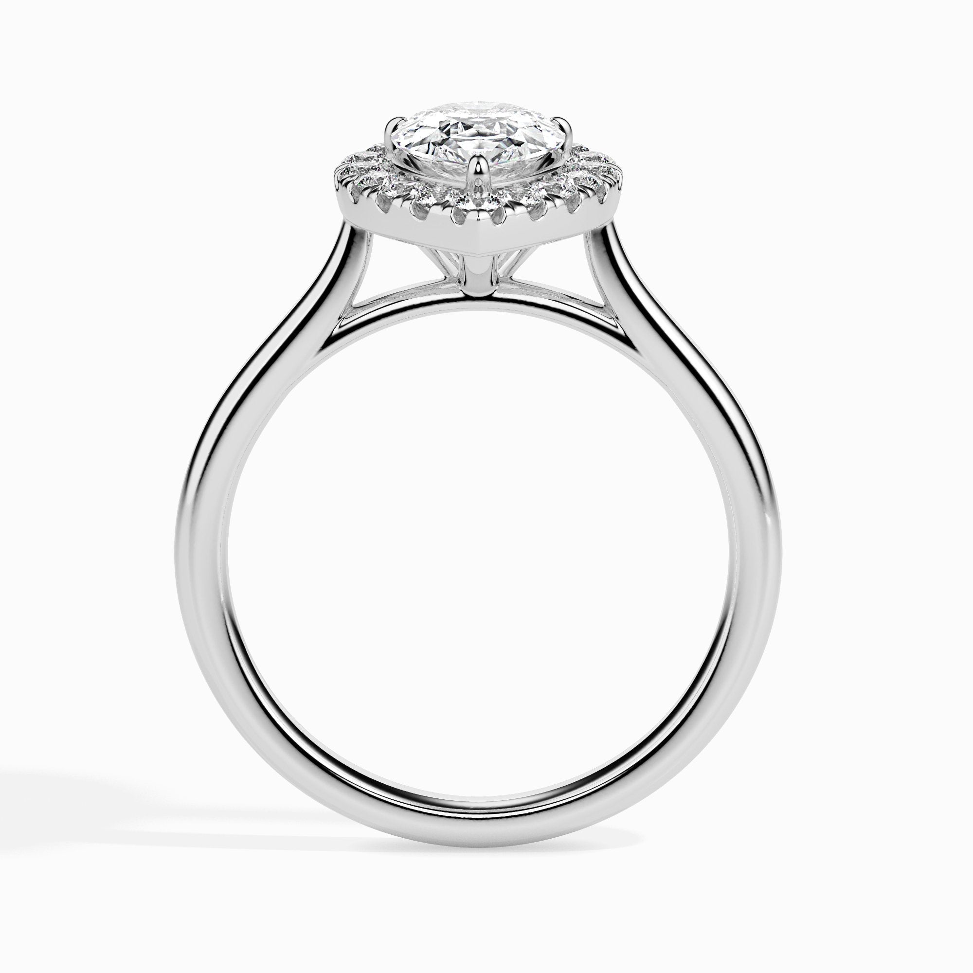 Bague Monica solitaire halo poire