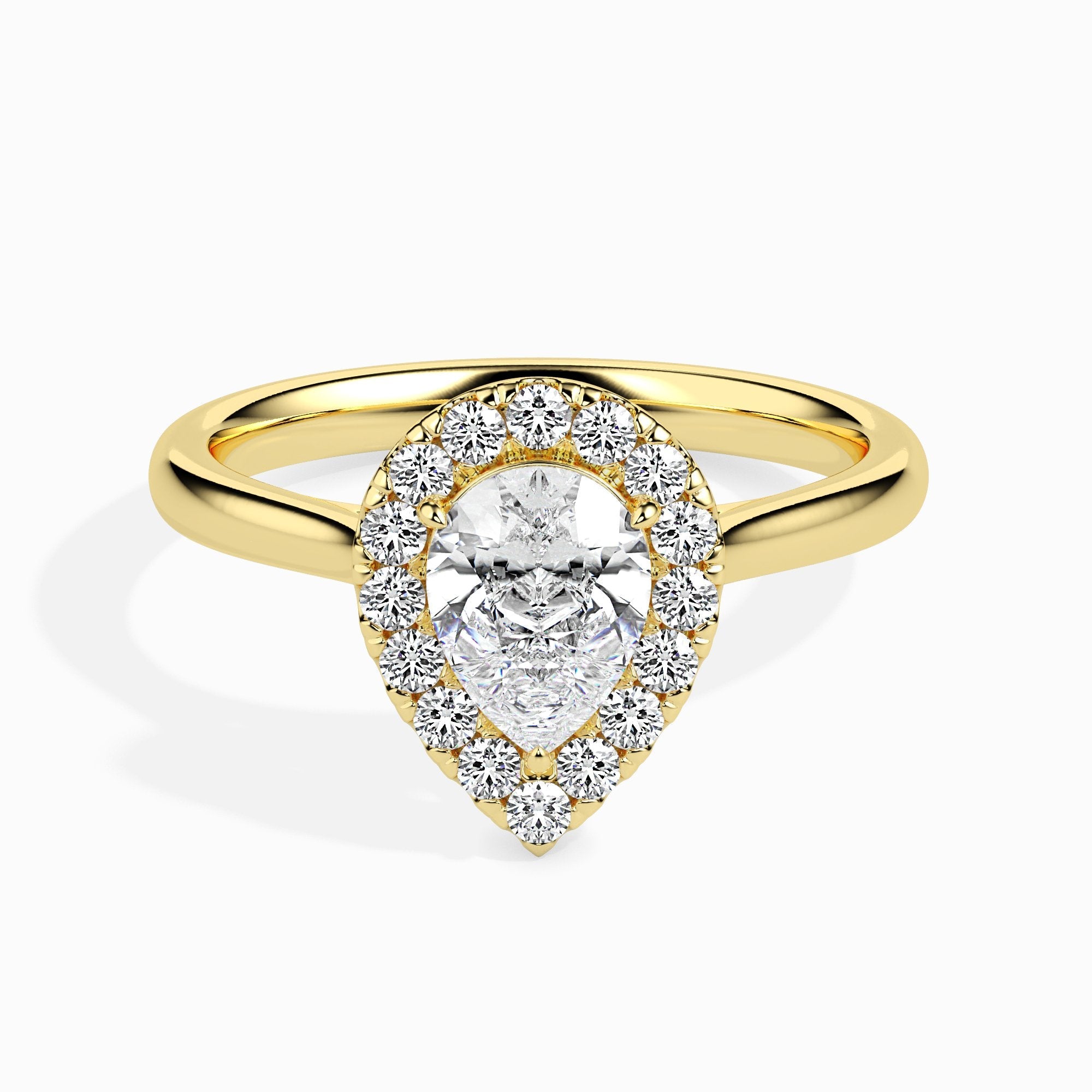 Bague Monica solitaire halo poire