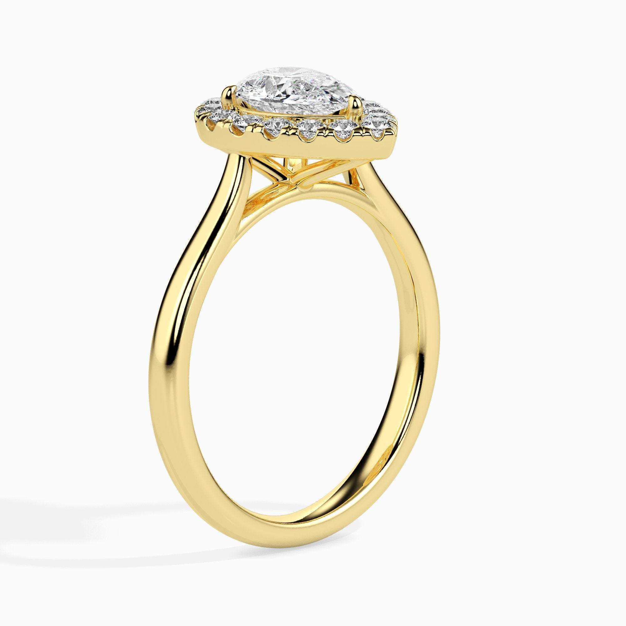 Bague Monica solitaire halo poire