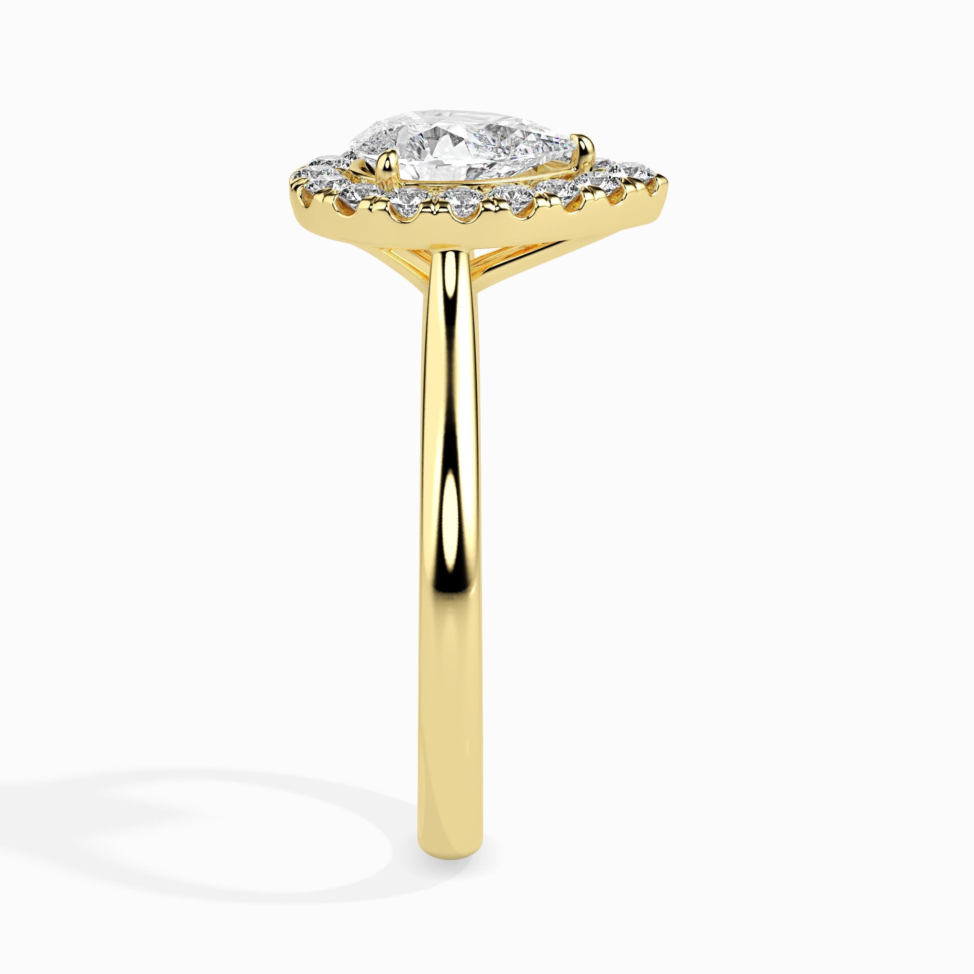 Bague Monica solitaire halo poire