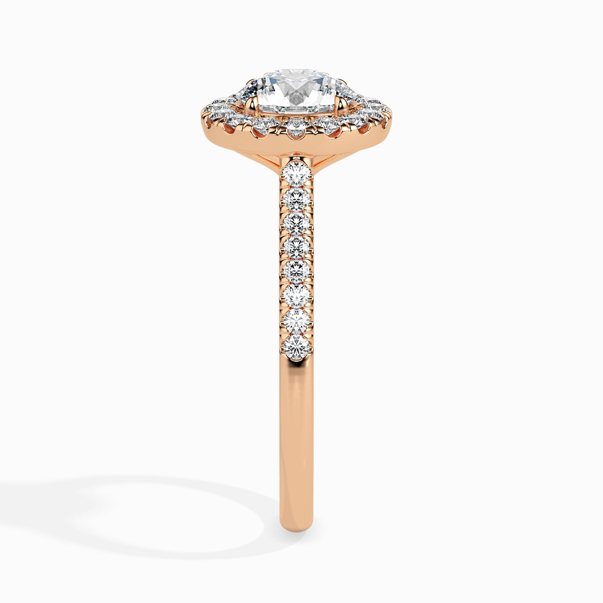 Bague Janis Solitaire Halo Pavé Rond