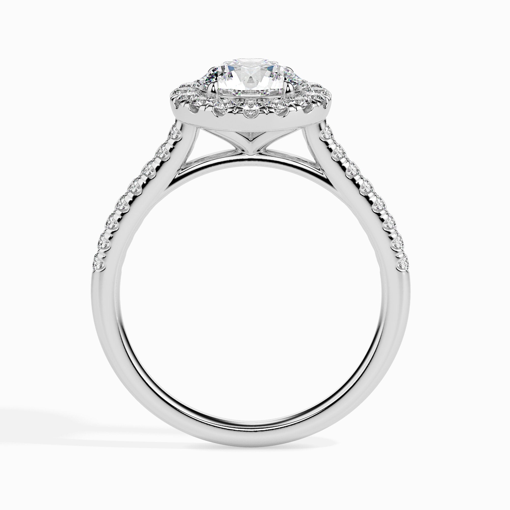 Bague Janis Solitaire Halo Pavé Rond
