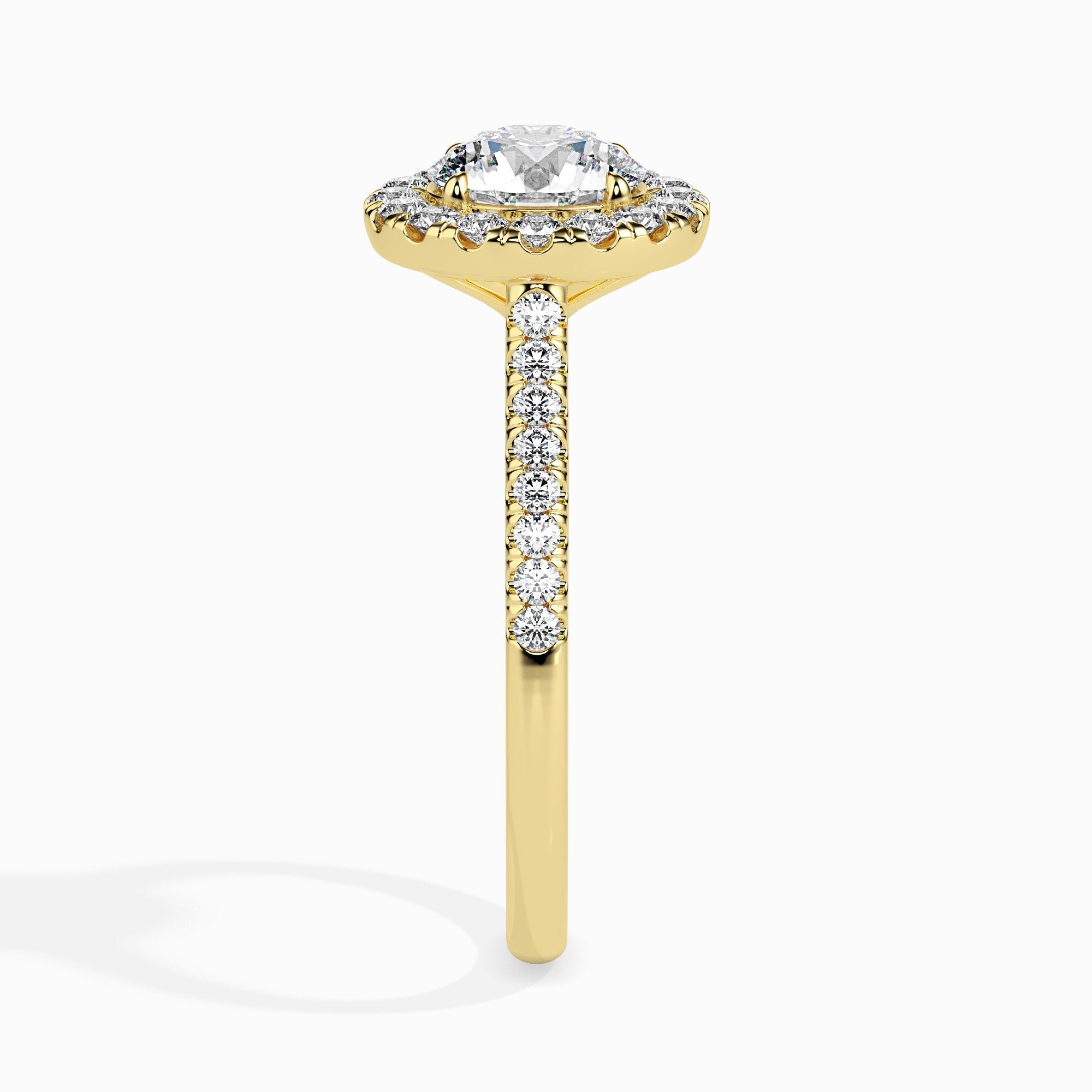 Bague Janis Solitaire Halo Pavé Rond