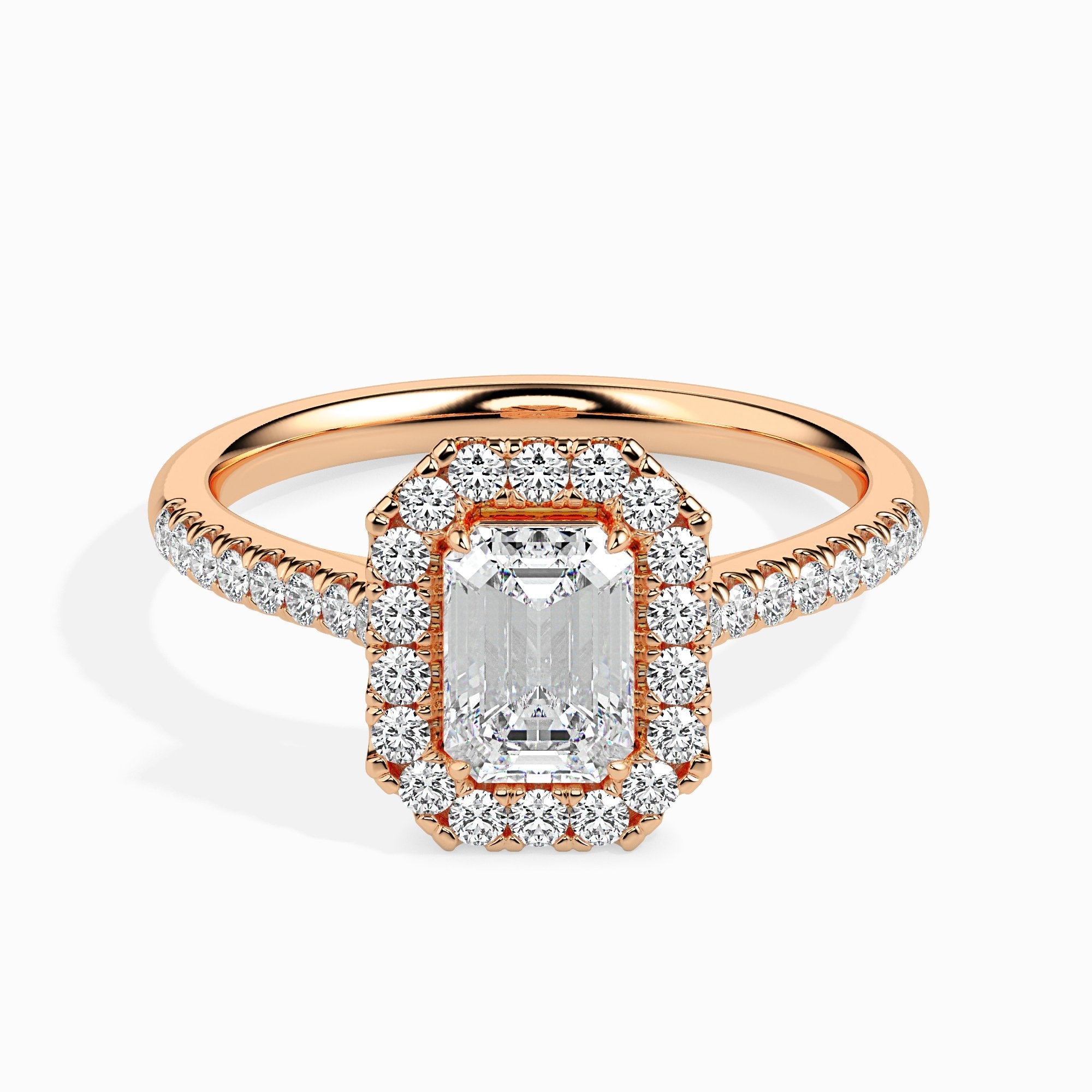 Paquita Solitaire Halo Pave monture émeraude