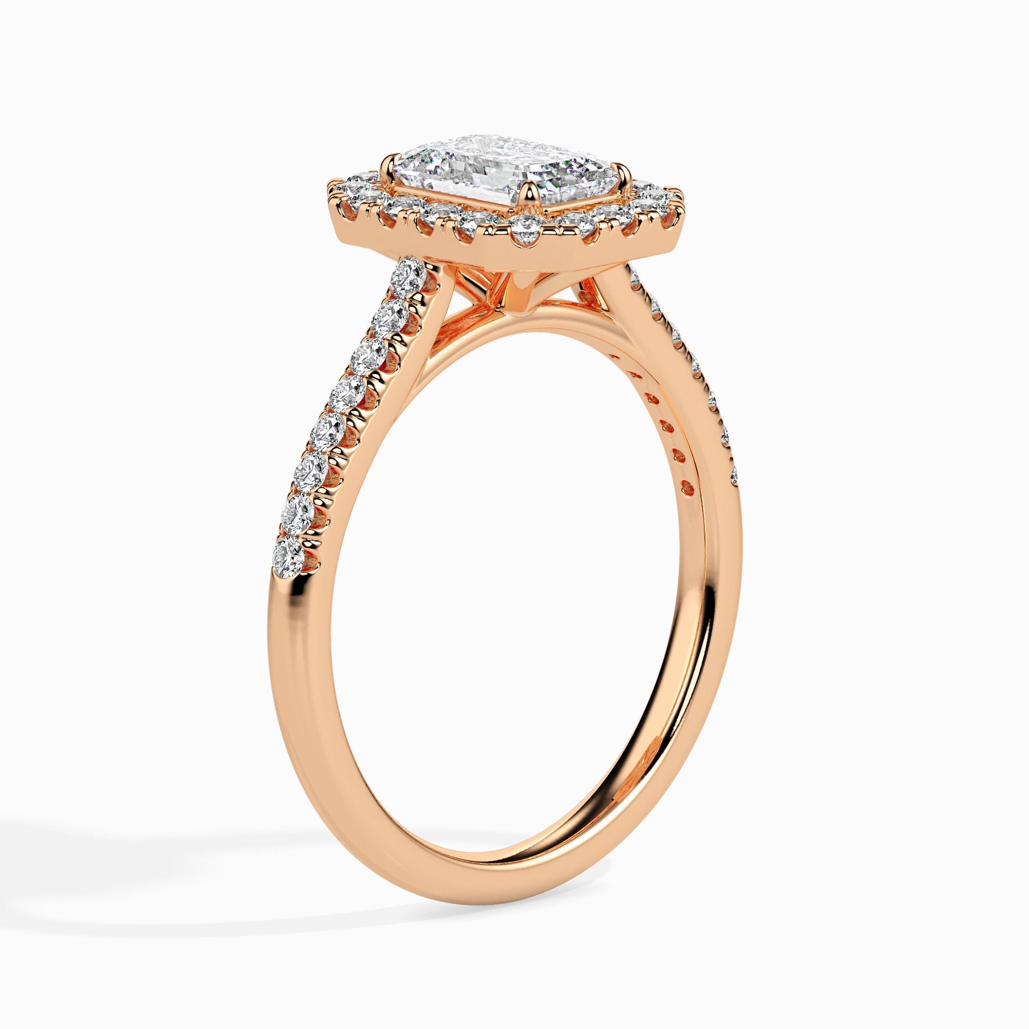 Paquita Solitaire Halo Pave monture émeraude