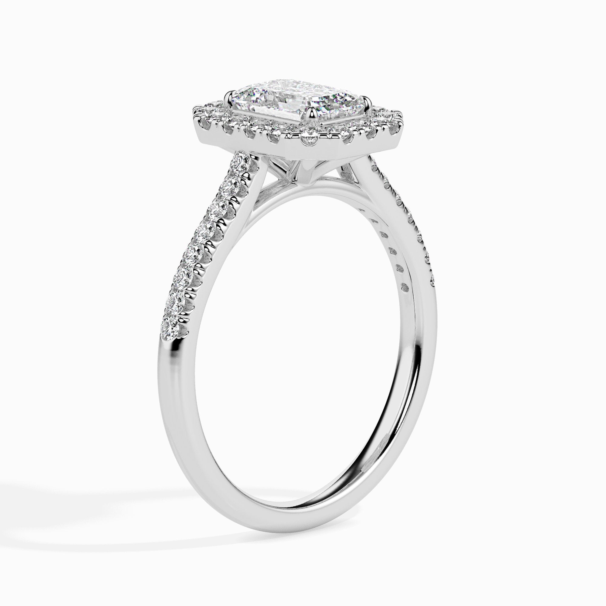 Paquita Solitaire Halo Pave monture émeraude