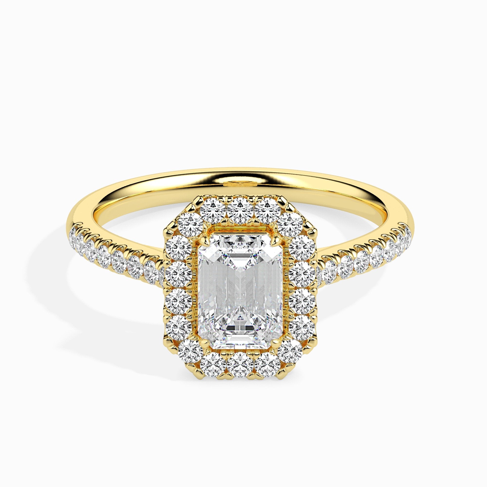 Paquita Solitaire Halo Pave monture émeraude