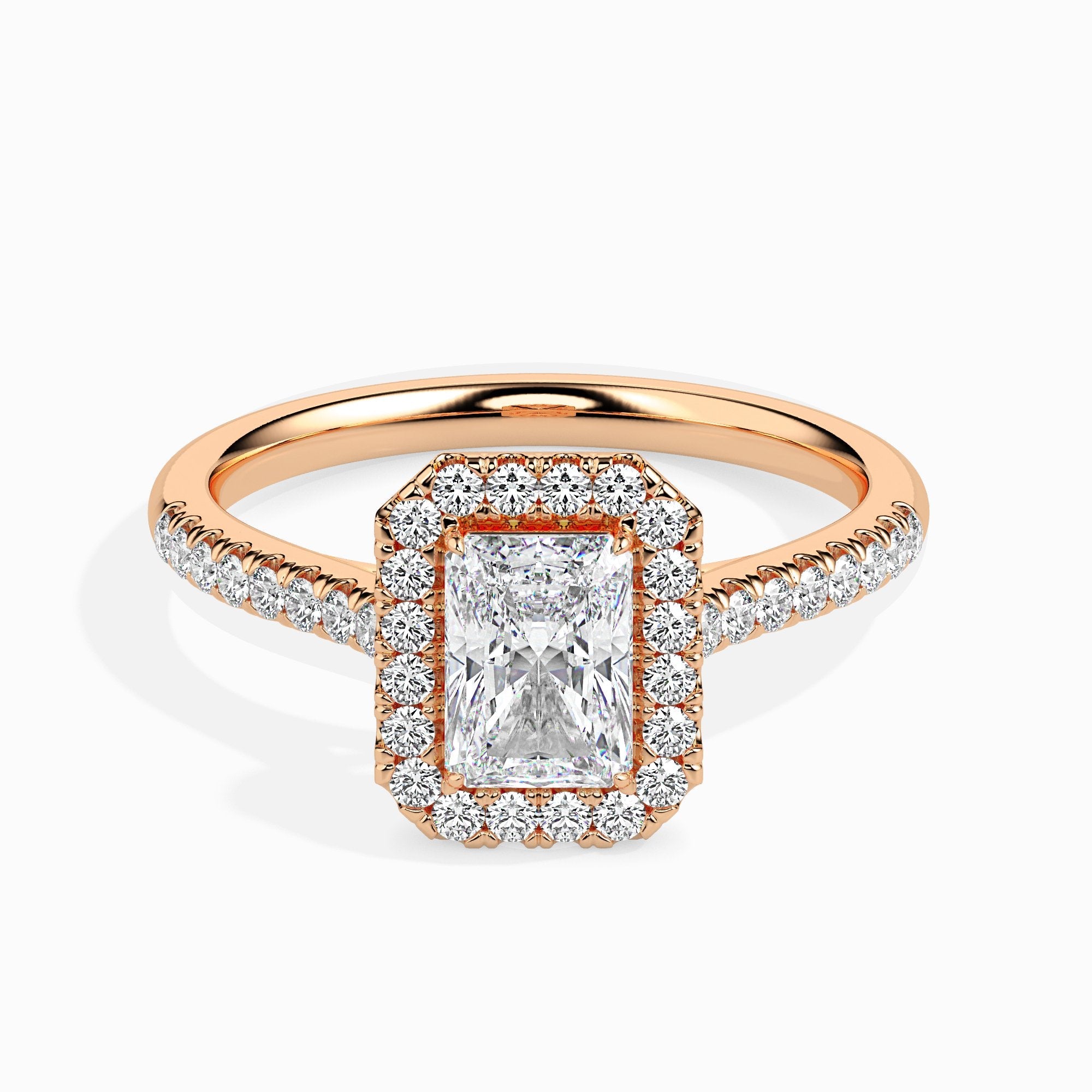 Maud Solitaire Halo Pave Radiant Setting
