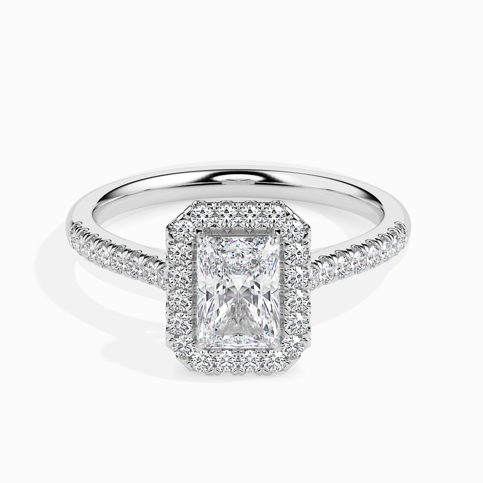 Maud Solitaire Halo Pave Radiant Setting