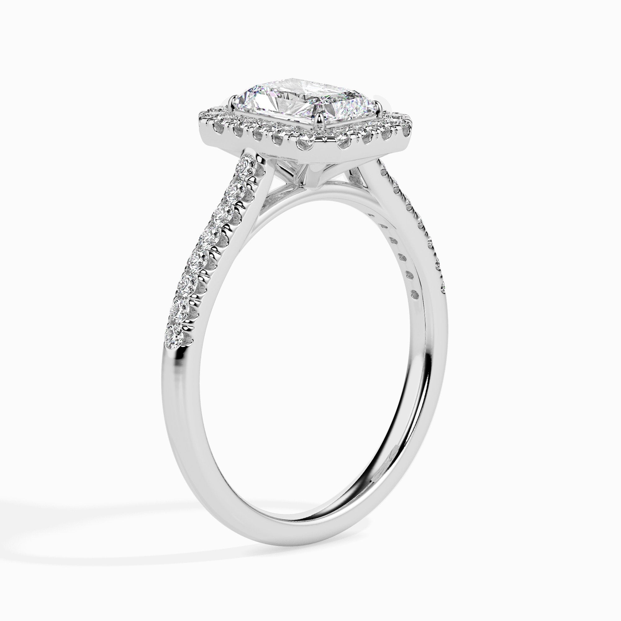Maud Solitaire Halo Pave Radiant Setting