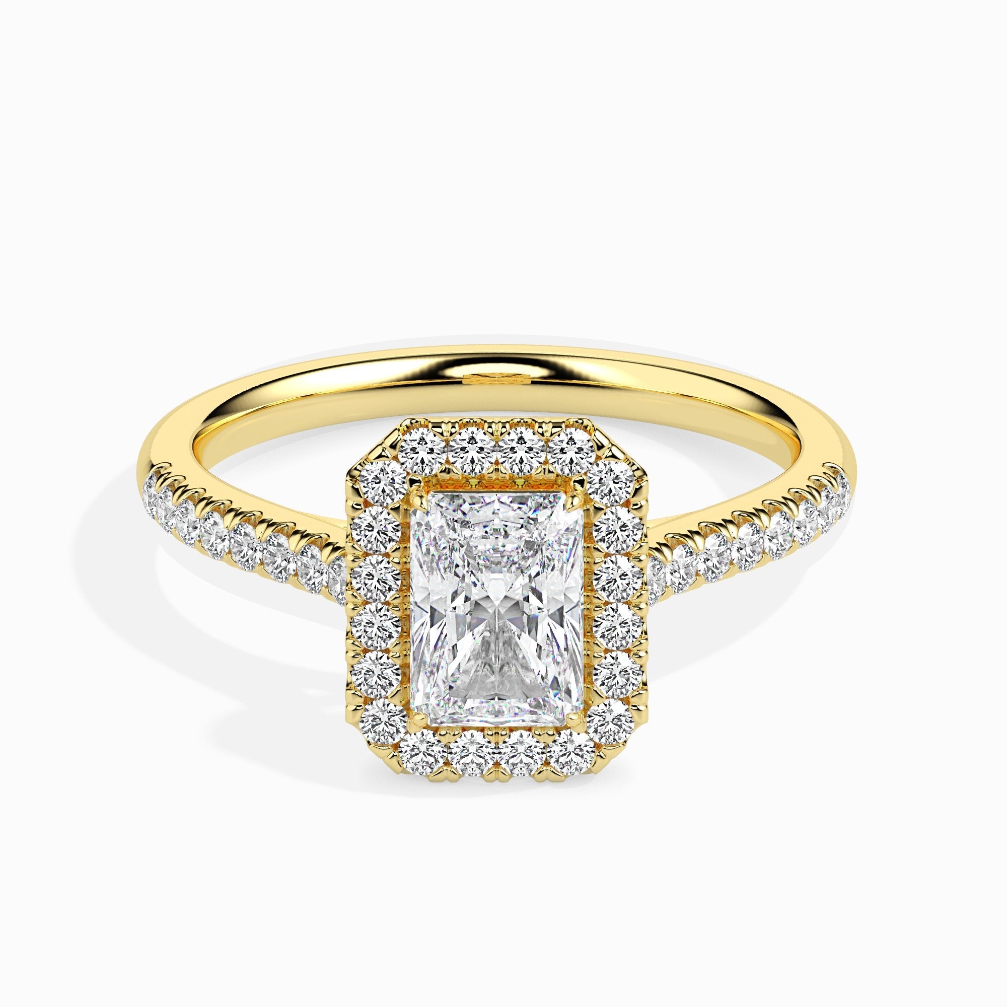 Maud Solitaire Halo Pave Radiant Setting