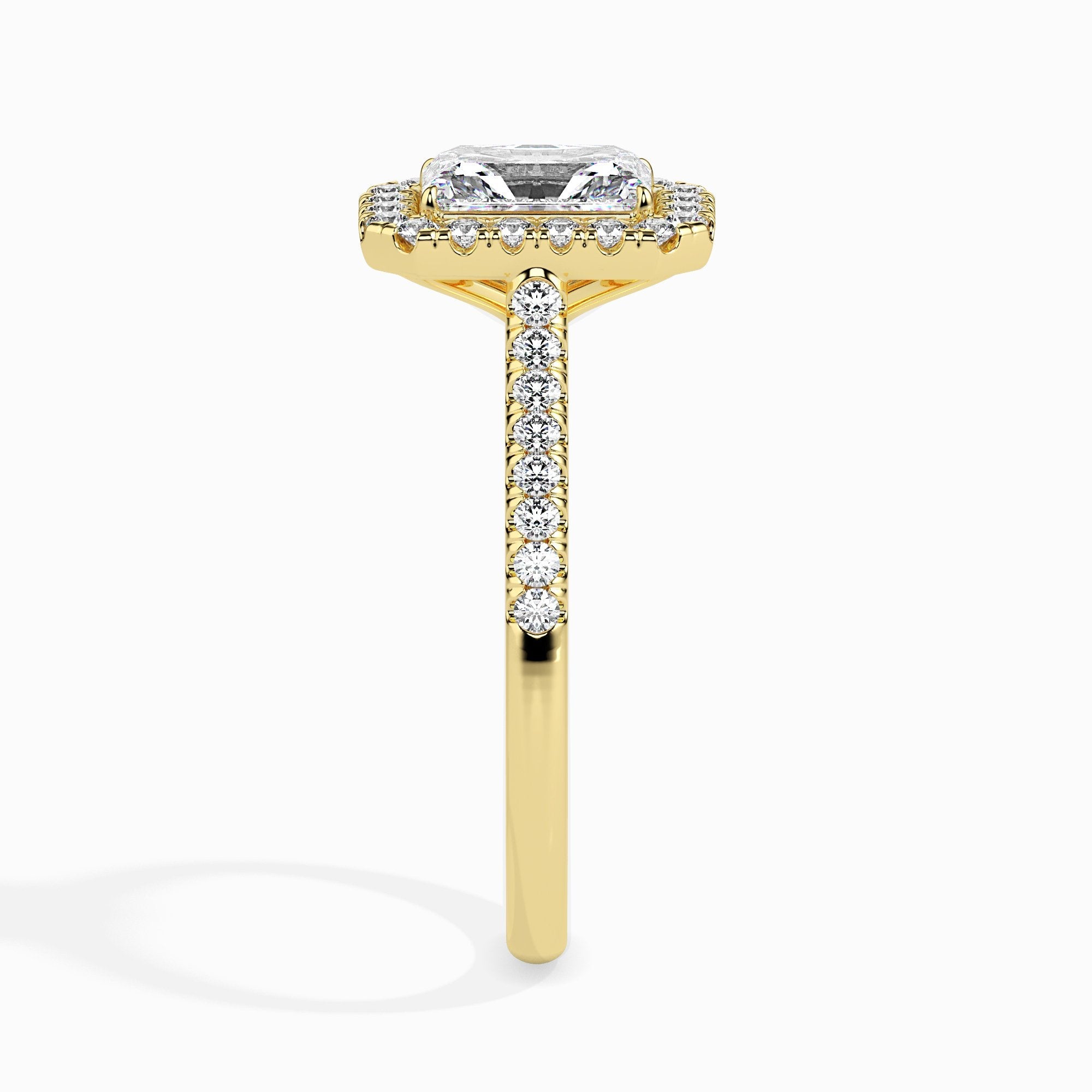 Maud Solitaire Halo Pave Radiant Setting