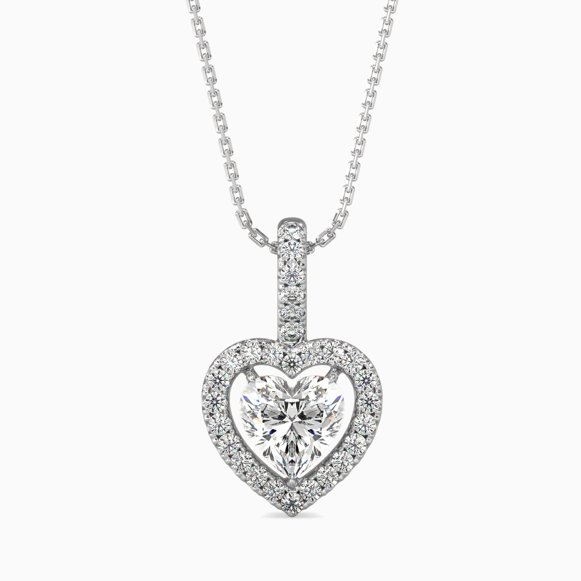 Venezia Solitaire Halo Heart Pendant