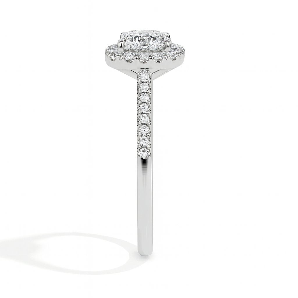 Bague Coussin Nova Solitaire Halo Pavé