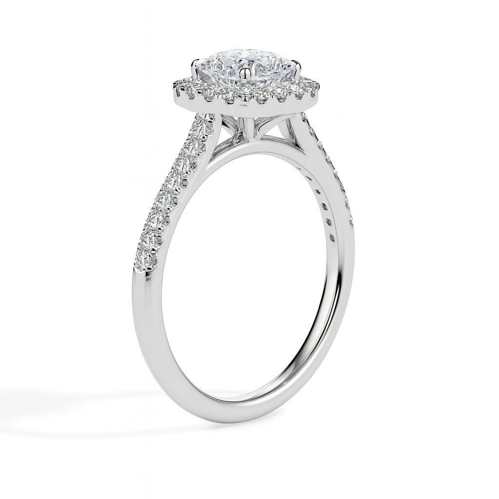 Bague Coussin Nova Solitaire Halo Pavé