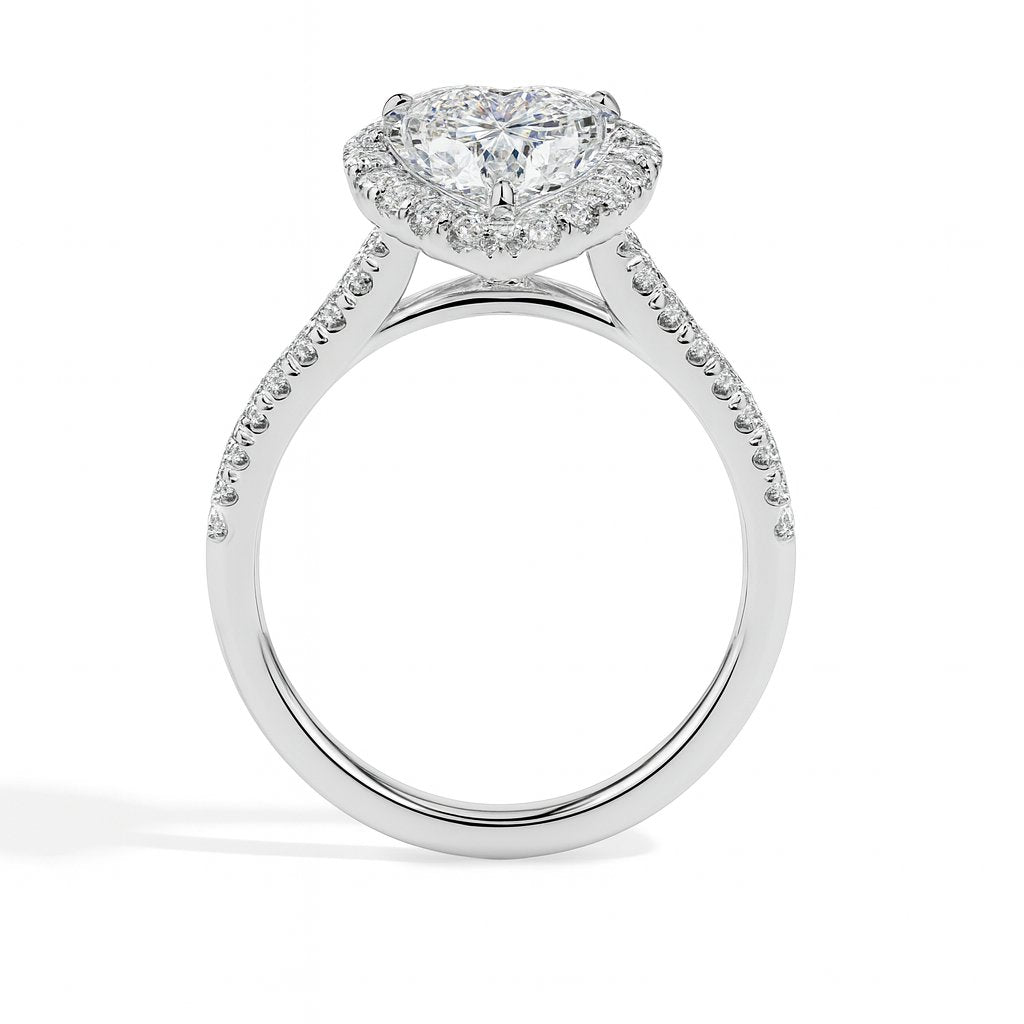 Bague Cœur Olbia Solitaire Halo Pavé