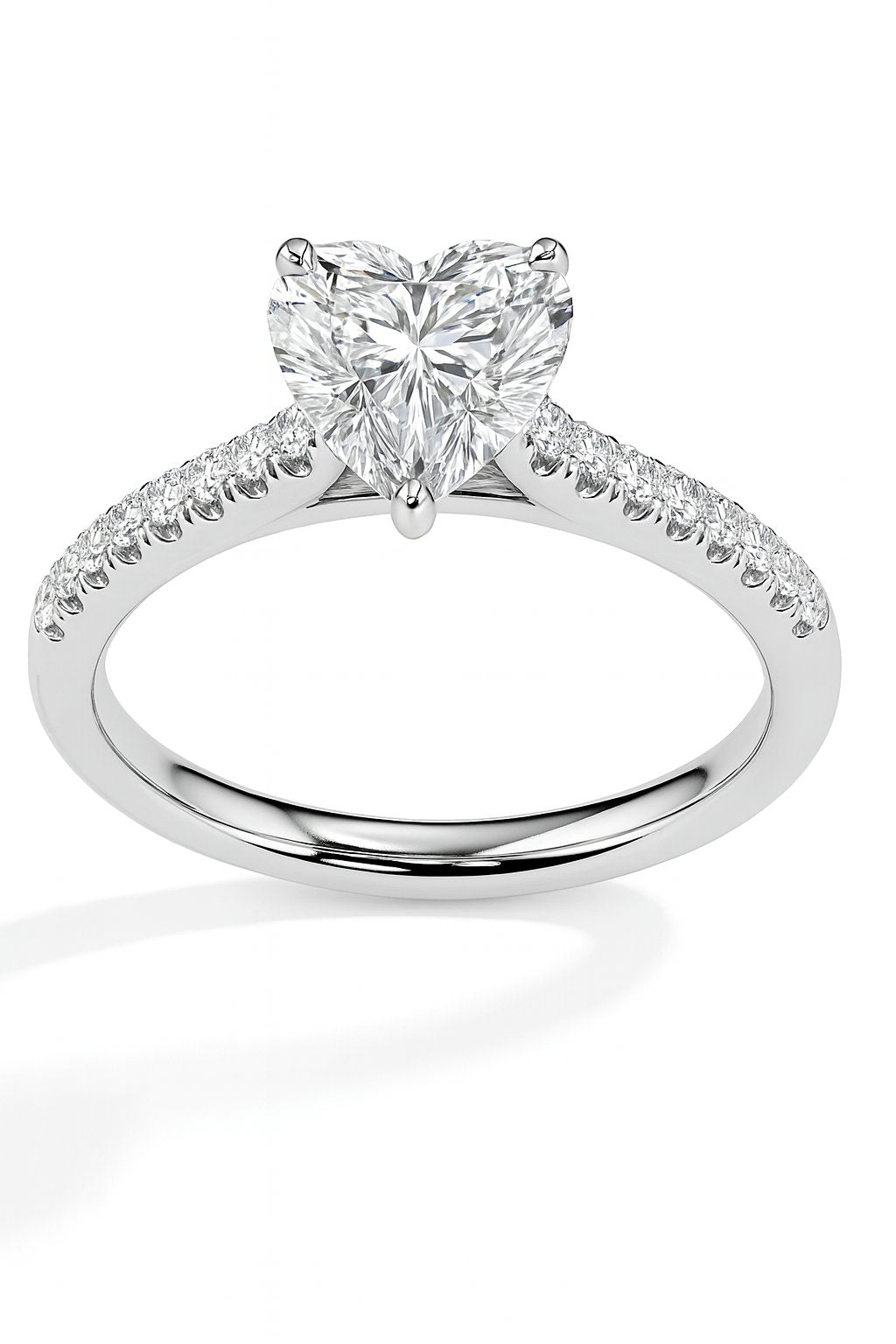 2 ctw Solitaire Pave Heart Ring