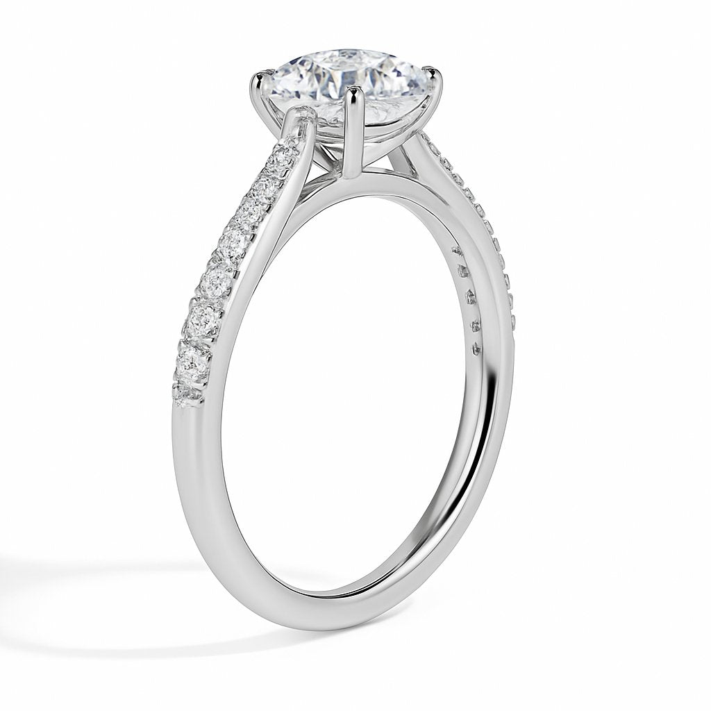 Bague ronde pavée Pia Solitaire