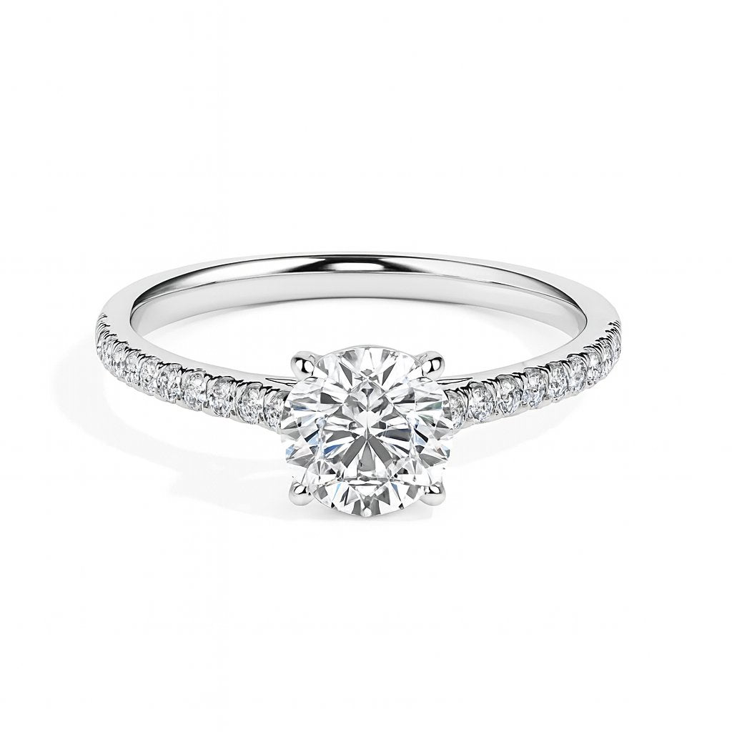 3.5 ctw Solitaire Pave Round Ring