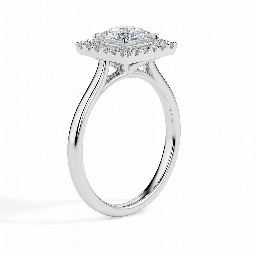 Playa Solitaire Halo Princess Ring
