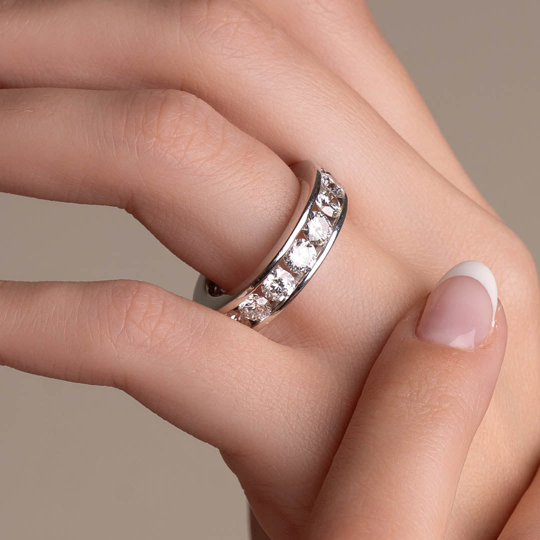 Round Channel Set Wedding Band